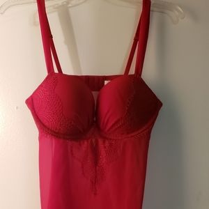 Red babydoll lingerie piece with lined bra
